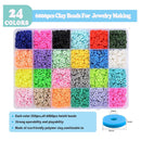 7200 Clay Beads for Making Bracelets | 6mm 24 Colors Flat Round Polymer Clay