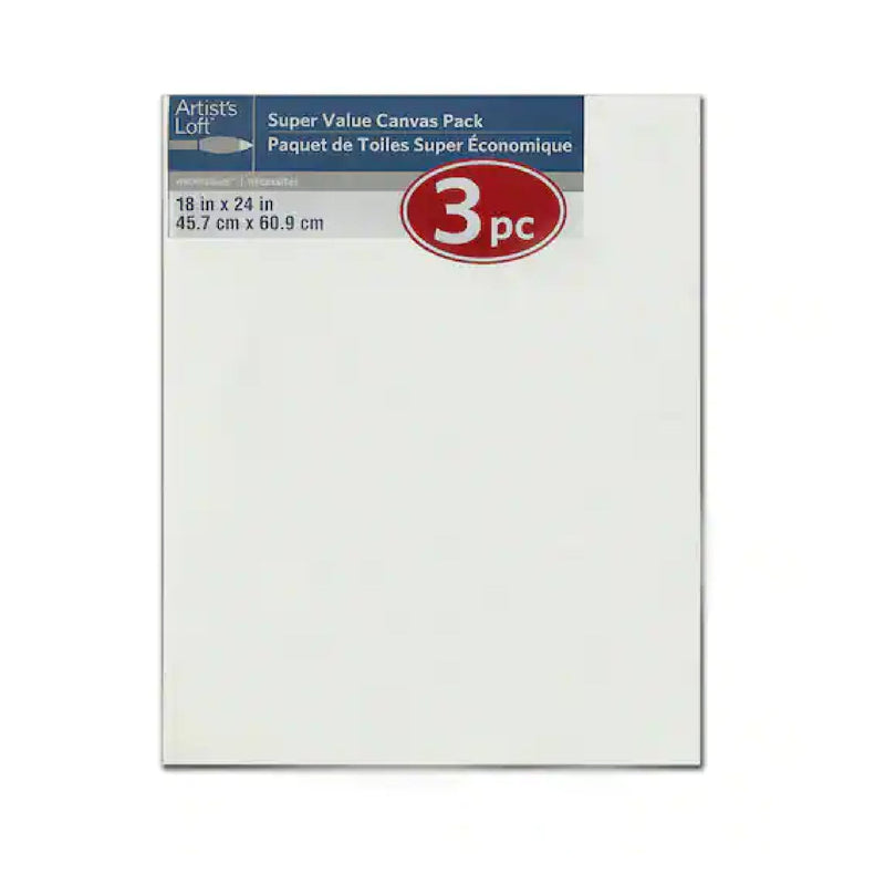 3 Pack 18" x 24" White Super Value Canvas