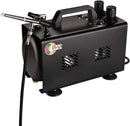 OPHIR Double Outlet Airbrush Compressor with 1L Air Tank & 2X Airbrushes Kit with 12 Colors