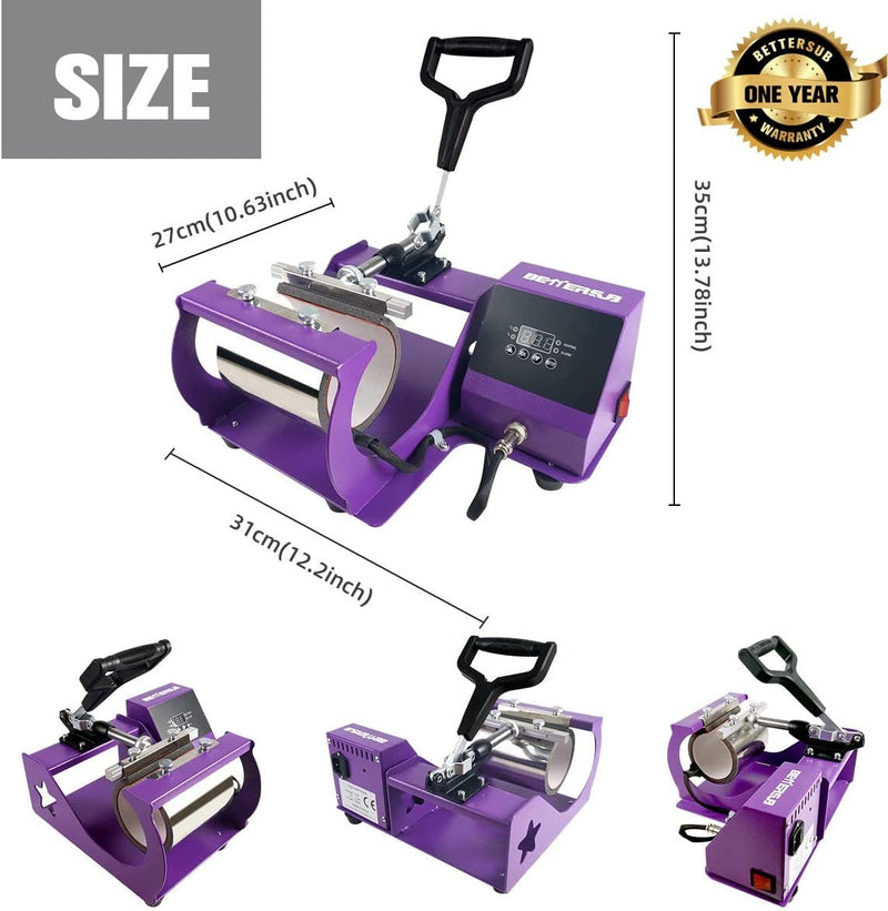 BetterSub Mug Heat Press | Heat Press Machine Cup Heat Transfer Sublimation 11oz | Purple