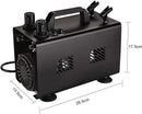 OPHIR Double Outlet Airbrush Compressor with 1L Air Tank & 2X Airbrushes Kit with 12 Colors