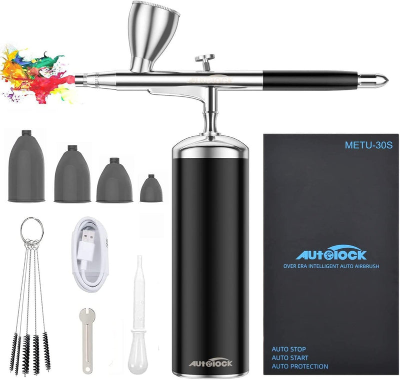 Portable Airbrush Kit with Compressor Handheld Cordless Air Brush Pen  Dual-Action 3-level Adjustable Pressure Built-in Battery for Painting Model  Coloring Nail Art Makeup Cake Decorating 