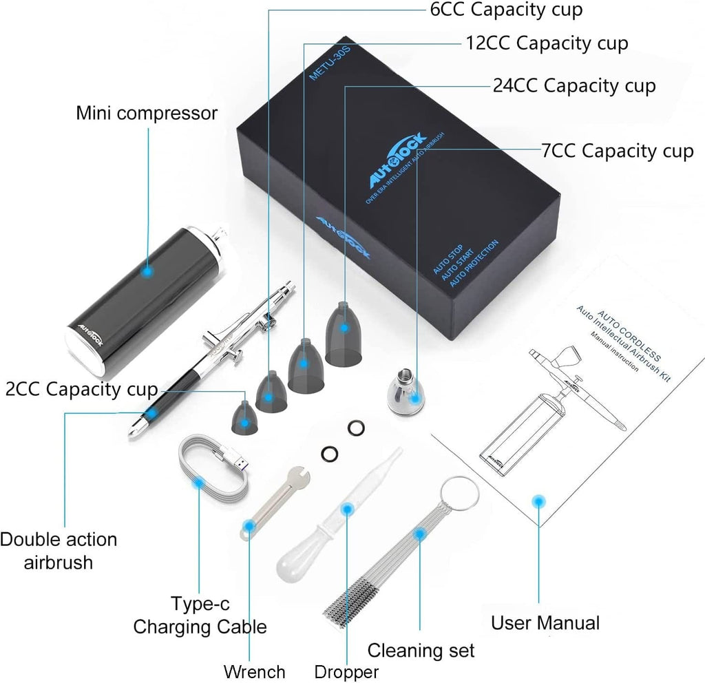 Portable Auto Start Stop Wireless Airbrush Kit Corpressor Powerful