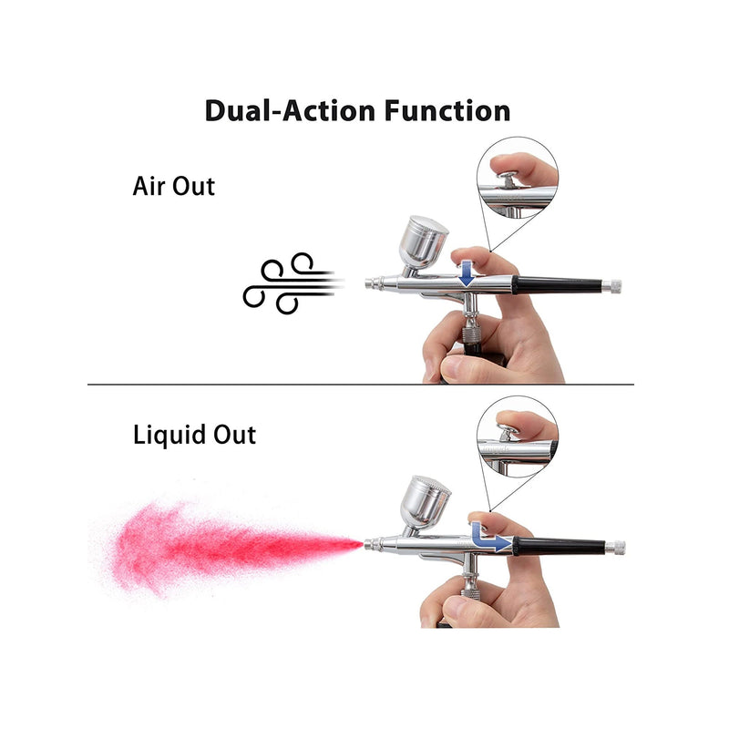 Portable Airbrush Compressor Kit Dual Action Spray Gun Air Brush