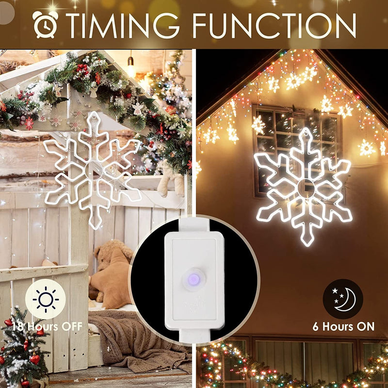 20 Inch Large Outdoor Snowflake Decorations Neon Light | 480 LED Outdoor Lighted Snowflake, Outdoor Christmas Yard Decorations for Christmas