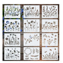 Kit De Plantilla De Plantilla De Caligrafía | 12 Piezas Reutilizables | Flores | Para Manualidades | Pintura De Madera