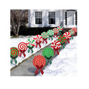 Christmas Outdoor Yard Signs Peppermint Corrugated Yard Decorations with Stakes and Bow Xmas Yard Decorations Candy Garden