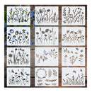 Kit De Plantilla De Plantilla De Caligrafía | 12 Piezas Reutilizables | Flores | Para Manualidades | Pintura De Madera