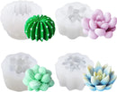 Succulent Silicone Molds 4Pcs 3D Plants Mould Cactus Flower Candle Molds for DIY Aromatherapy Candle Chocolate Fondant Cake Decoration