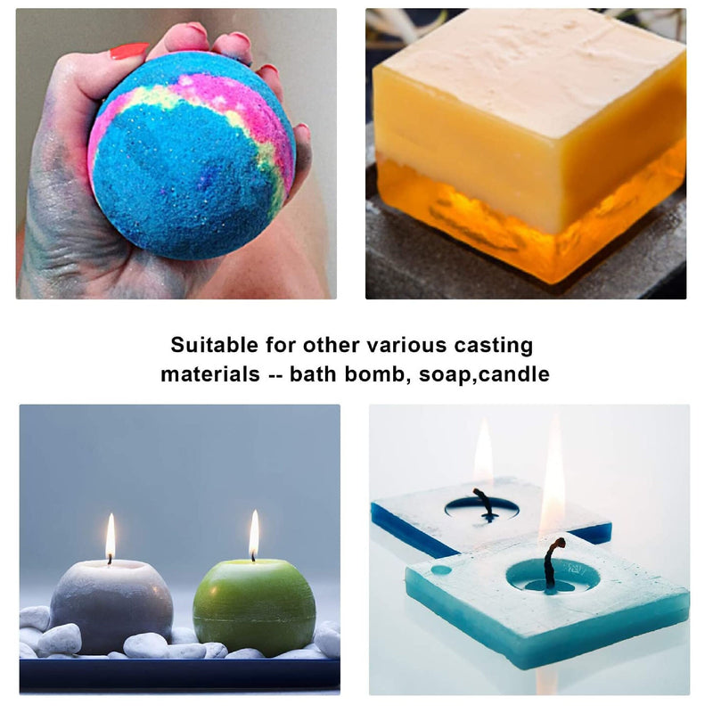 Silicone Resin Molds 5 Resin Casting Molds Including Sphere | Round Pyramid With 1 Measuring Cup And 5 Plastic Transfer Pipettes