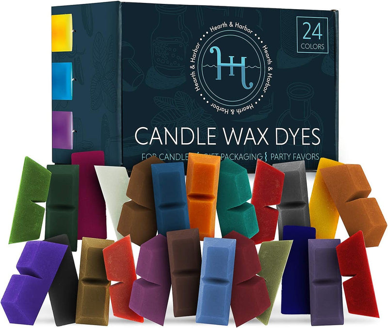 Hearth & Harbor Candle Dyes for Candle Making | Candle Color Dye for Soy Wax | 24 Candle Wax Dye Blocks | Nontoxic Candle Making Supplies