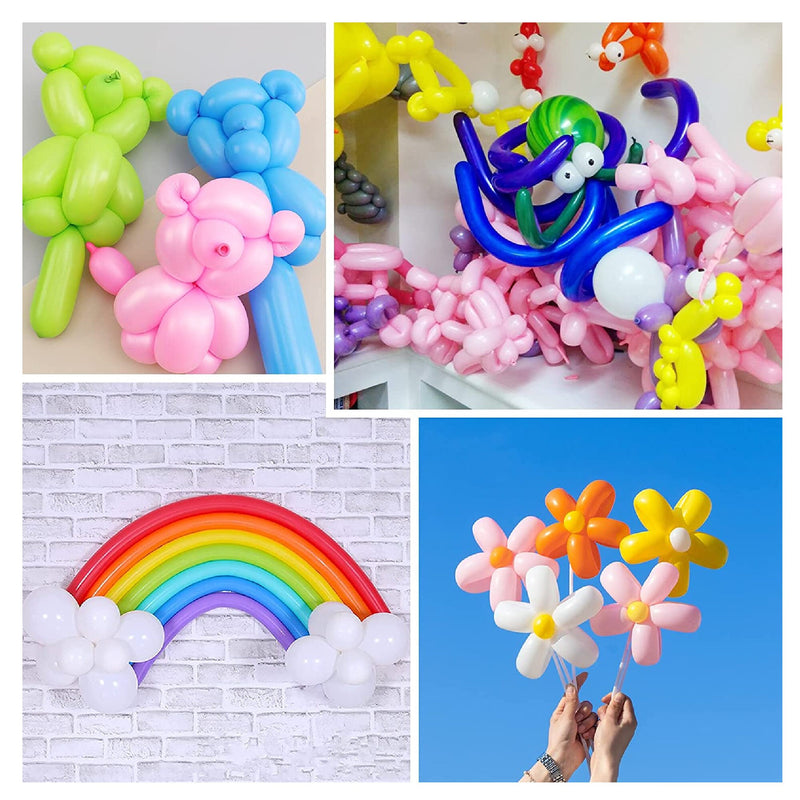 Umikk Kit of 150 Long Balloons with Pump 260Q Magic Twisted Animal Balloons | Thin Thick Latex Balloons