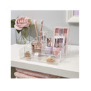STORi Clear Plastic Vanity Makeup Organizer | Compact Rectangular 4-Compartment Holder for Brushes