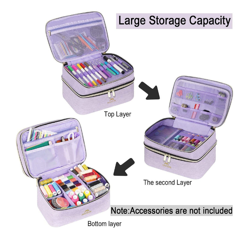 Sewing Supplies Organizer | Double Layer Sewing Box Organizer | Accessory Storage Bag | Large Sewing Basket | Waterproof