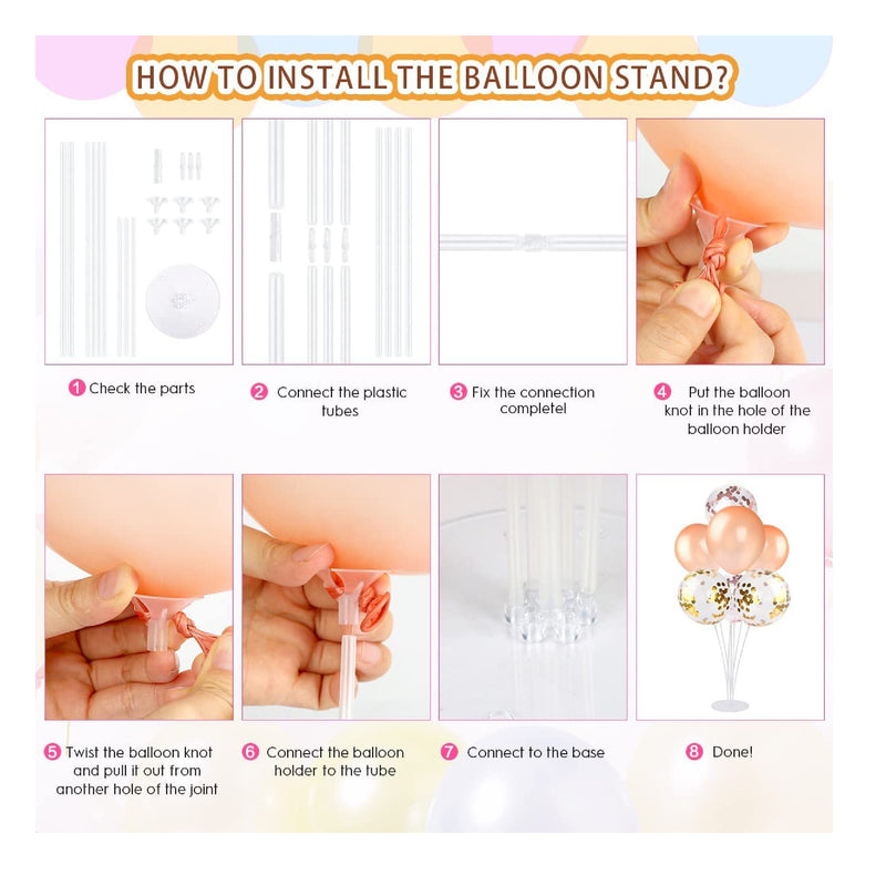 Balloon Arch And Balloon Pump Kit With 120 Balloons | 9ft Tall & 10ft Wide Adjustable Balloon Arch | Balloon Stand For Weddings