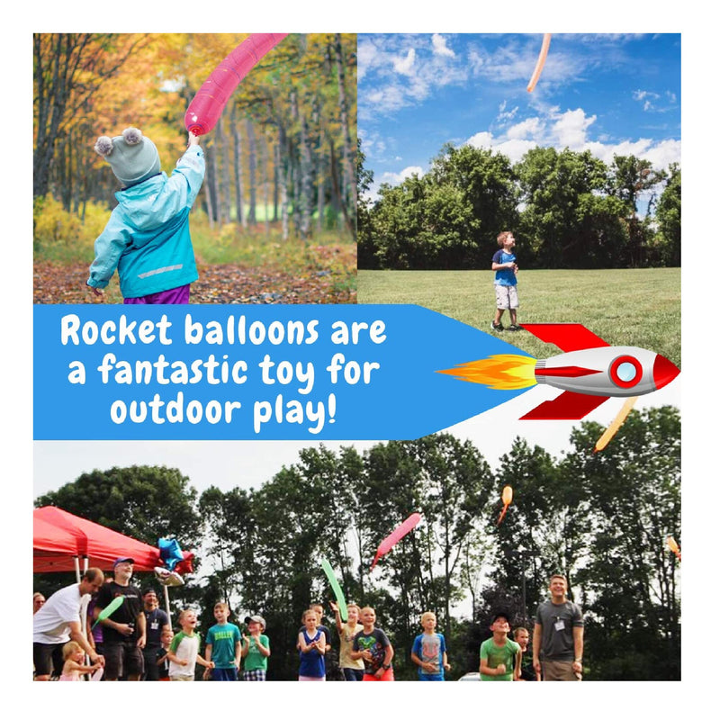 Pack of 100 Rocket Balloons Plus 1 Easy-to-Use Pump | Party Pack, No Refill Needed | (Pump color may vary)