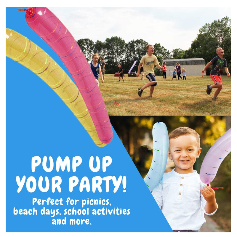 Pack of 100 Rocket Balloons Plus 1 Easy-to-Use Pump | Party Pack, No Refill Needed | (Pump color may vary)