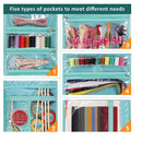 FINPAC Storage Bag for Sewing And Craft Supplies | Large Capacity Travel Organizer Bag With Transparent Pockets And Knitting Handle