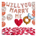 Rose Gold Will You Marry Me Balloons Marry Me Balloons & 2000 PCS Dark Red Silk Rose Petals Wedding Flower