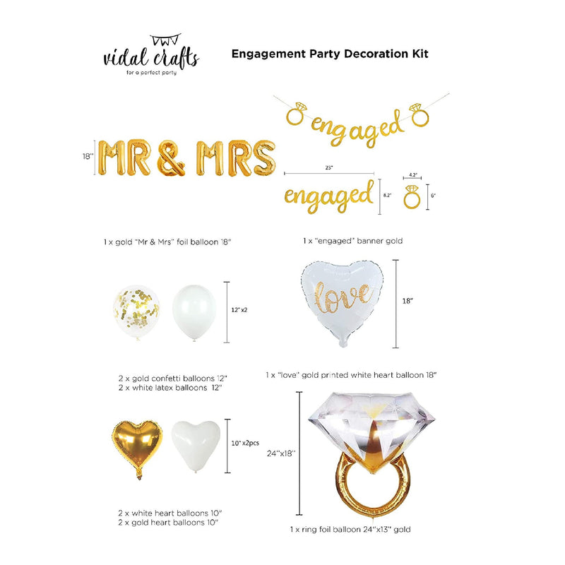 VIDAL CRAFTS Gold Engagement Party Decorations | Gold Engagement Banner