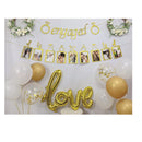 Engagement Wedding Decorations | Golden Engagement Banner | Photo Banner And Set Of 12 + 5 Signature Balloons