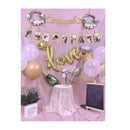Engagement Wedding Decorations | Golden Engagement Banner | Photo Banner And Set Of 12 + 5 Signature Balloons