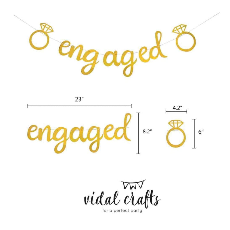 VIDAL CRAFTS Gold Engagement Party Decorations | Gold Engagement Banner