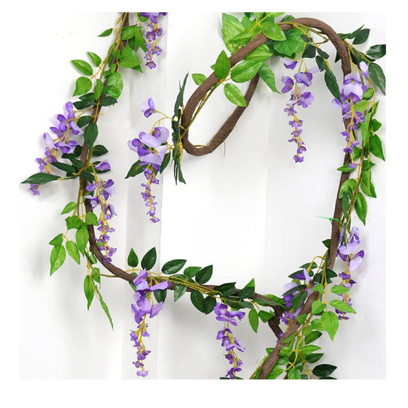 Wisteria Garland | 5 Pack | 33 Feet | Wisteria Vine Hanging Artificial Flowers | Fake Vine Plants | Color Purple