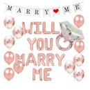 Geloar Will You Marry Me Decorations | Will You Marry Me Balloons Marry Me Banner Diamond Ring Balloon For Marriage