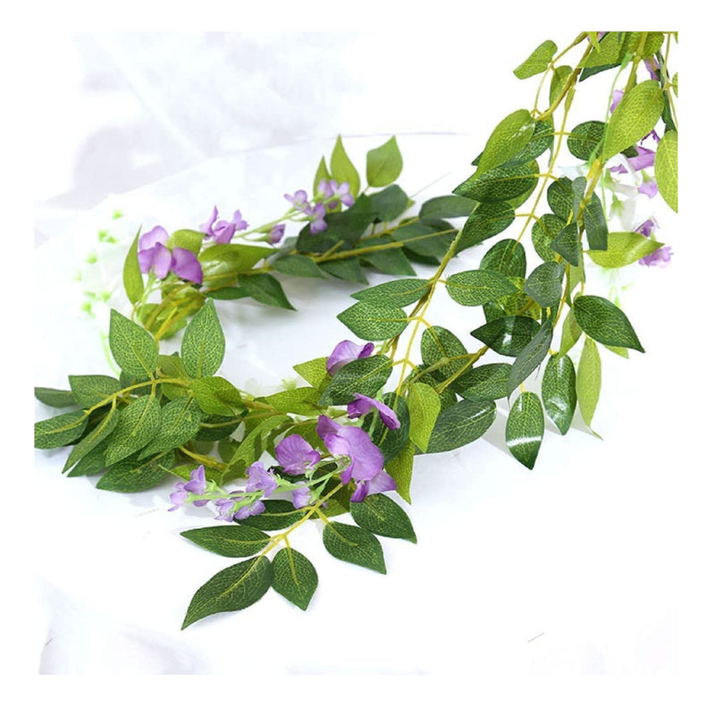 Wisteria Garland | 5 Pack | 33 Feet | Wisteria Vine Hanging Artificial Flowers | Fake Vine Plants | Color Purple