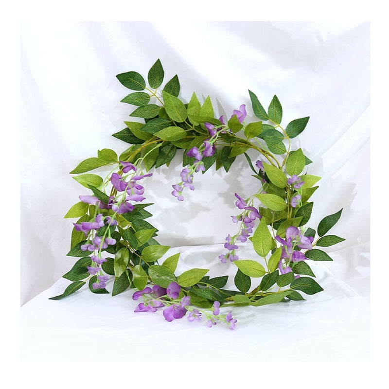 Wisteria Garland | 5 Pack | 33 Feet | Wisteria Vine Hanging Artificial Flowers | Fake Vine Plants | Color Purple