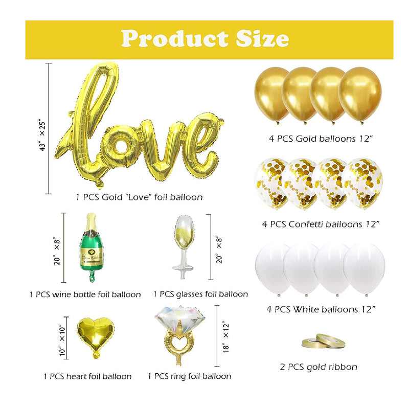 Engagement Wedding Decorations | Golden Engagement Banner | Photo Banner And Set Of 12 + 5 signature Balloons