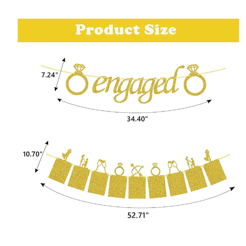Engagement Wedding Decorations | Golden Engagement Banner | Photo Banner And Set Of 12 + 5 signature Balloons