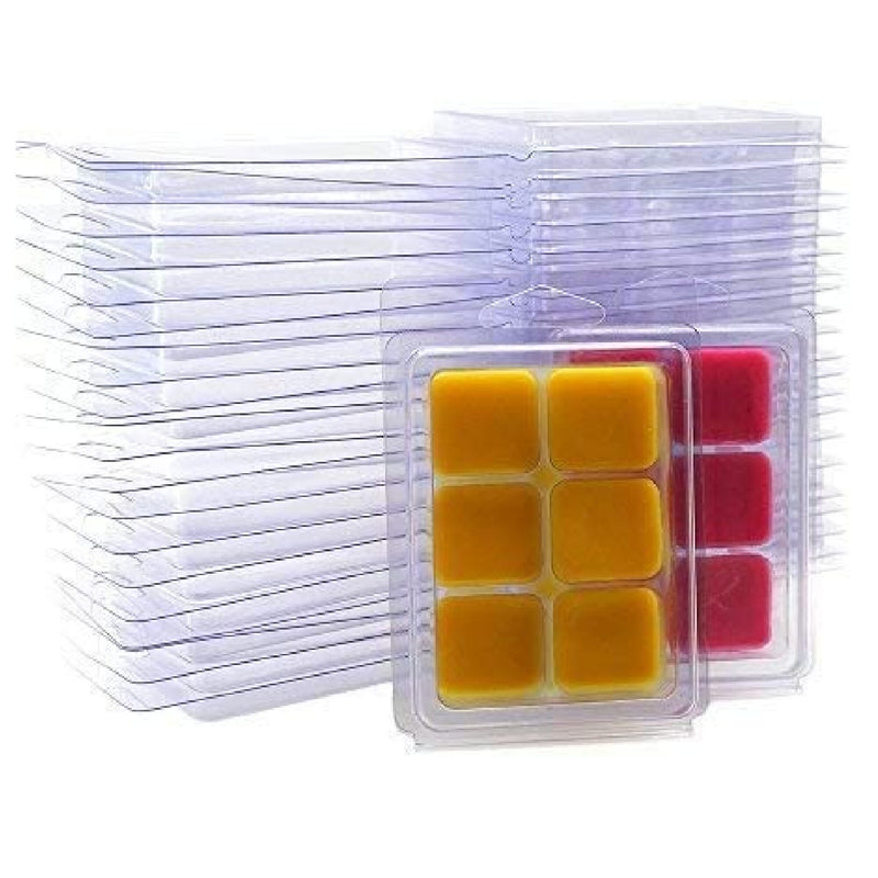 20pcs Clear Plastic Wax Melt Molds 6 Cell Wax Melt Clamshell