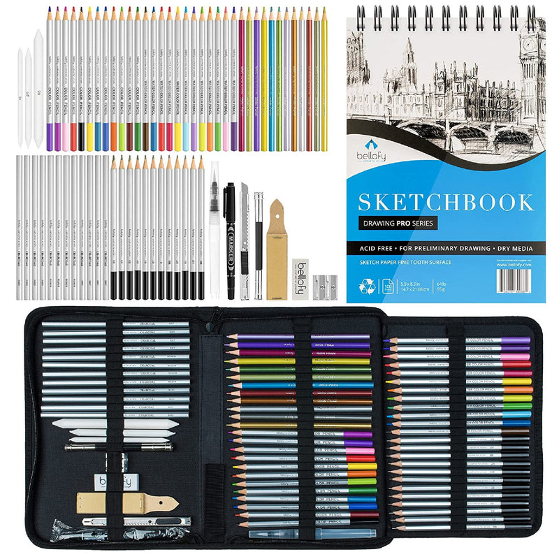 96 Drawing Sketching Kit Set - Pro Art Supplies with Sketchbook