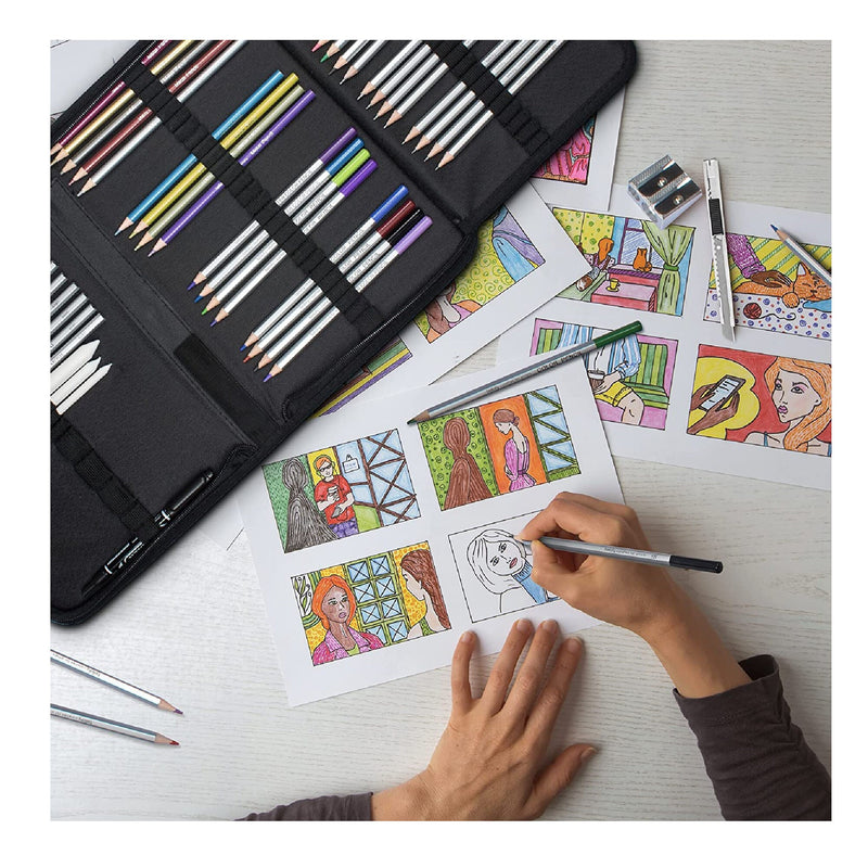 Sketching Drawing Kit Set 72-Piece and 100 Sheet Sketchbook, Art Supplies