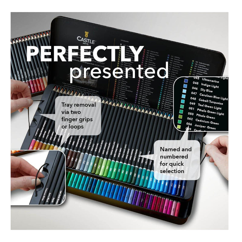 Castle Art Supplies Set Of 120 Colored Pencils Quality Soft Core Col