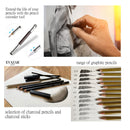 EVAZAR London Drawing & Sketching Pencils Kit; Includes Graphite And Charcoal Pencils And Sticks