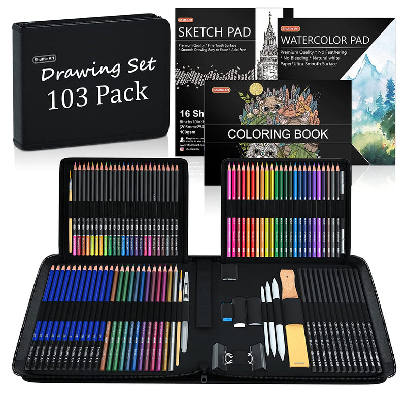 Norberg & Linden Drawing Set - Sketching and Charcoal Pencils - 100 Page Drawing Pad, Kneaded eraser. Art Kit and Supplies for Kids, Teens and Adults