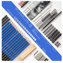 Prina Set Of 50 Sketch Sets | Sketching Supplies With 3 Color Sketchbook | Graphite and Charcoal Pencils