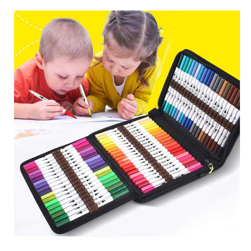 ZSCM Art Markers Coloring Dual Brush Pens , 60 Colors Fine& Brush Tip Artist Drawing Markers Set with Coloring Book, for Kids Adult Sketching Bullet
