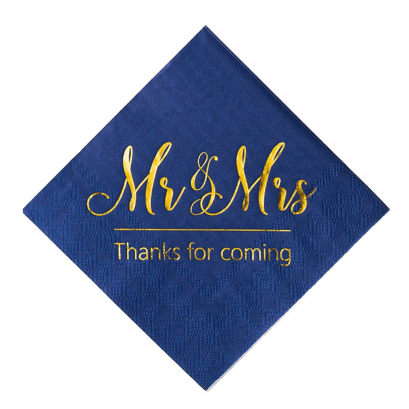 Wedding Napkins Mr & Mrs Gold Cocktail Drinks Dessert Napkins for Wedding Shower Engagement Party Decorations