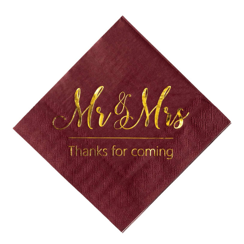 Wedding Napkins Mr & Mrs Gold Cocktail Drinks Dessert Napkins for Wedding Shower Engagement Party Decorations