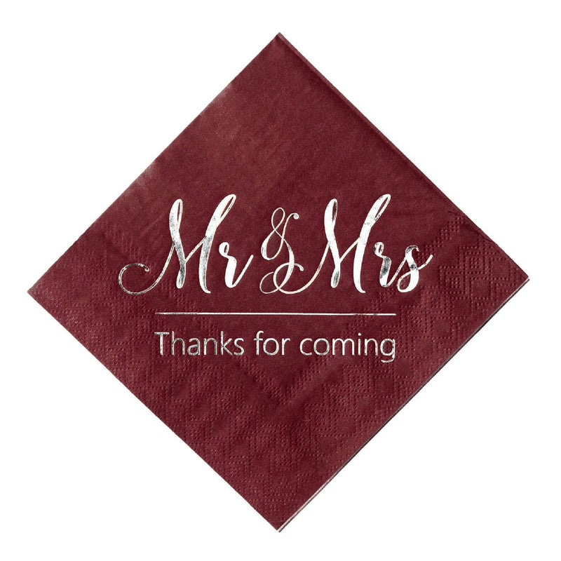 Wedding Napkins Mr & Mrs Gold Cocktail Drinks Dessert Napkins for Wedding Shower Engagement Party Decorations