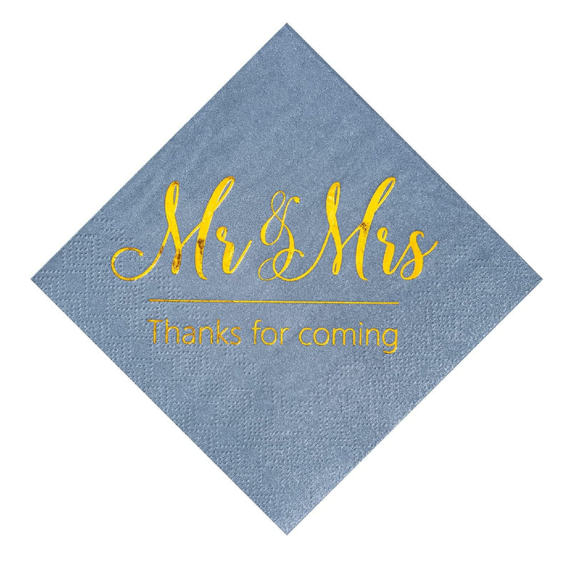 Wedding Napkins Mr & Mrs Gold Cocktail Drinks Dessert Napkins for Wedding Shower Engagement Party Decorations