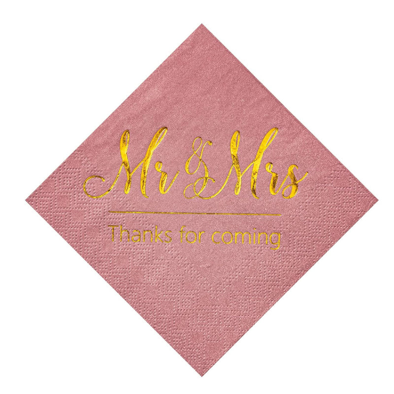 Wedding Napkins Mr & Mrs Gold Cocktail Drinks Dessert Napkins for Wedding Shower Engagement Party Decorations