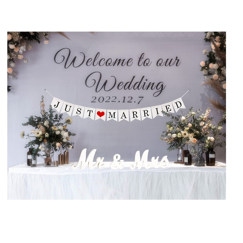 Nine To Nine Wedding Decorations Set | Large Mr And Mrs Sign And Just Married Banner