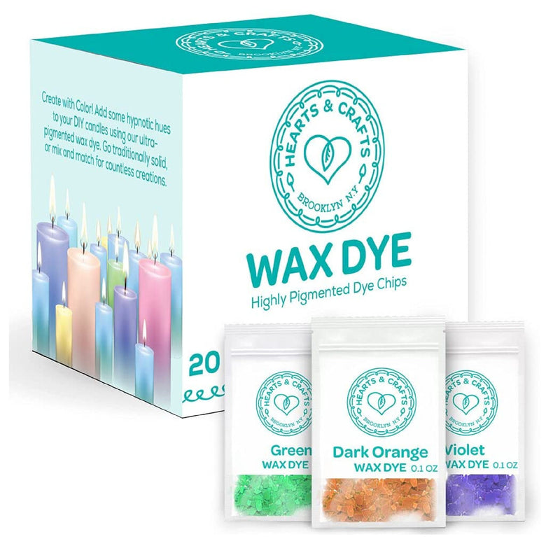 Hearts & Crafts Soy Wax Candle Dye | 20 Colorful Wax Dyes For DIY Candle Making Supplies