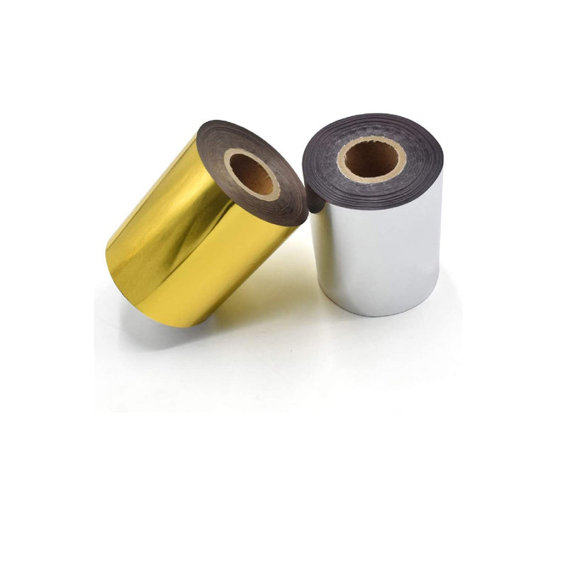 Hot Foil Stamping Paper 1 Roll Gold + 1 Roll Silver 3" x 400ft PU Heat Transfer Anodized Gilded Paper