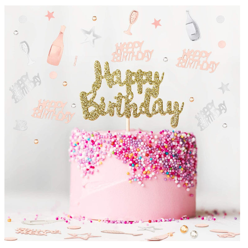 WILLBOND 3000 Pieces Rose Gold Birthday Confetti | Star Confetti, Sequins, Confetti Decoration